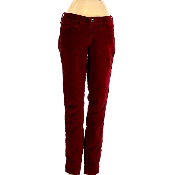 Lucky Velour Red Burgundy Charlie Skinny Pants - Picture 2 of 13